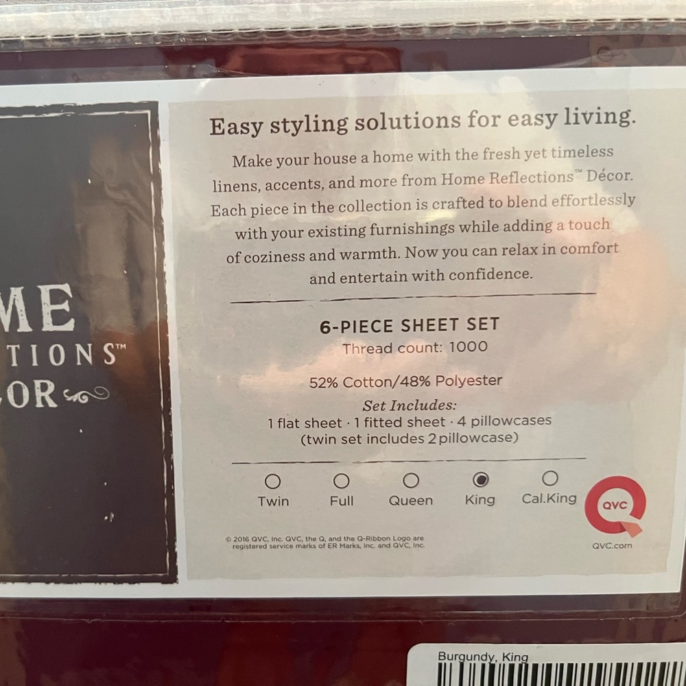 New 1000 thread count, king size, burgundy 6 piece sheet set.